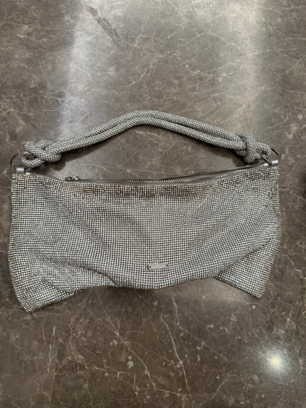 Silver Crystal Mesh Shoulder Bag - Elegant Evening Accessory - Picture 4 of 16